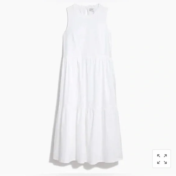 J.CREW White Sleeveless Poplin Tiered Midi Dress Size 6 - Picture 2 of 9